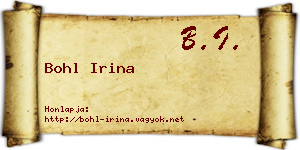 Bohl Irina névjegykártya